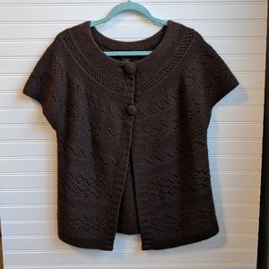 Marina Luna-Chocolate Brown Wool/Angora Cardigan L